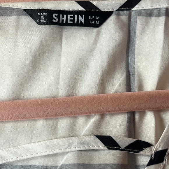 Checker Stripe Black and White Top Blouse - Picture 2 of 2